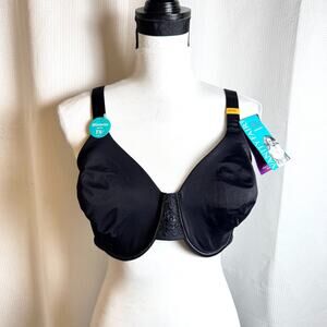 NWT Vanity Fair Full Figure Beauty Back Smoothing Minimizer 44DD Bra Black 76080